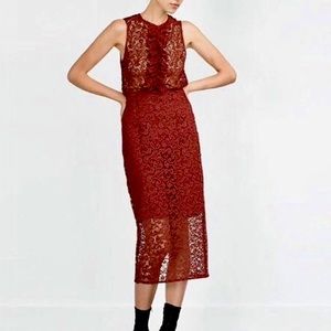 Zara Burgundy Lace Midi Set